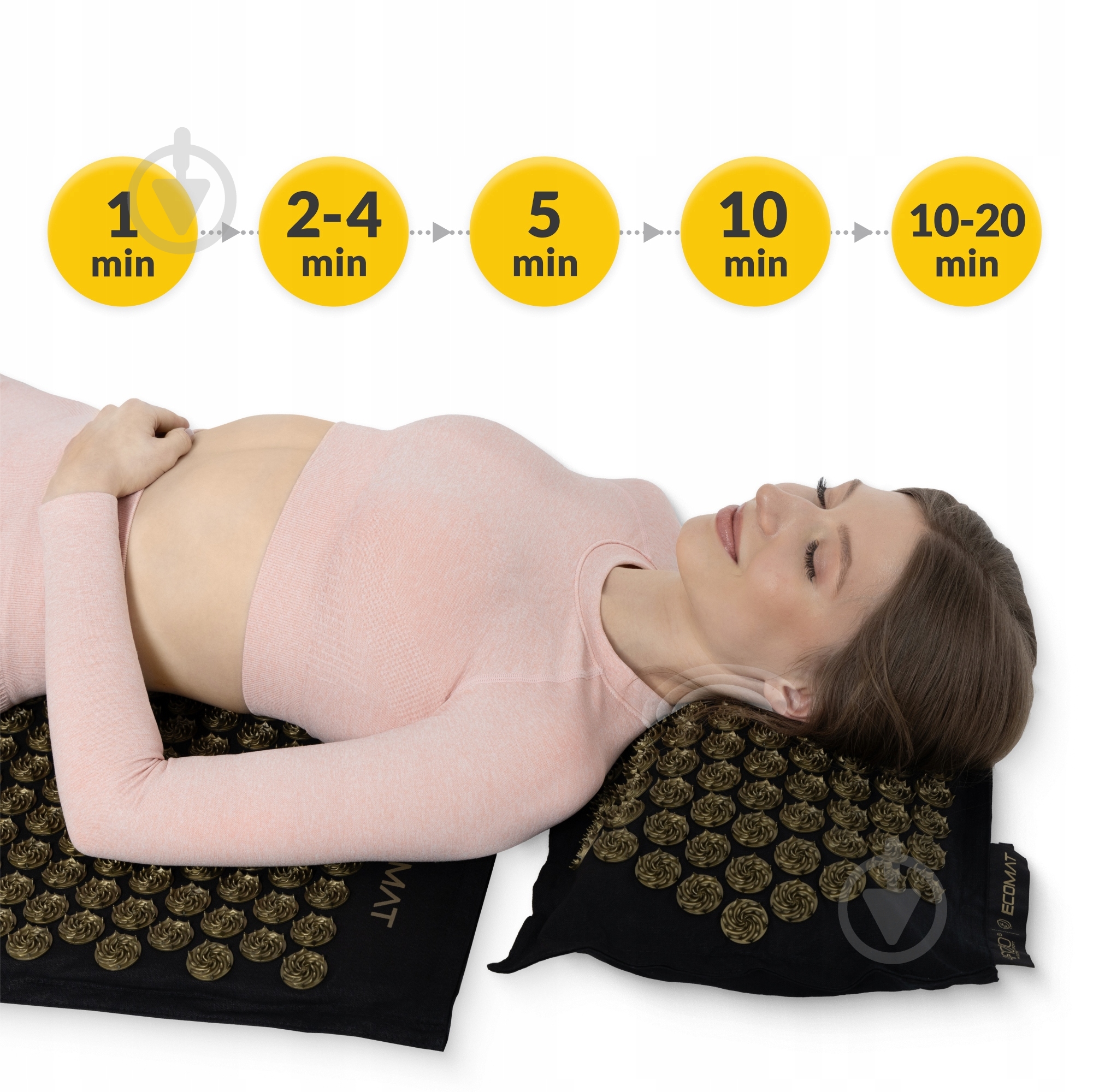 Коврик акупунктурный 4fizjo с подушкой Eco Mat XL Аппликатор Кузнецова 4FJ0291 Black/Gold - фото 6