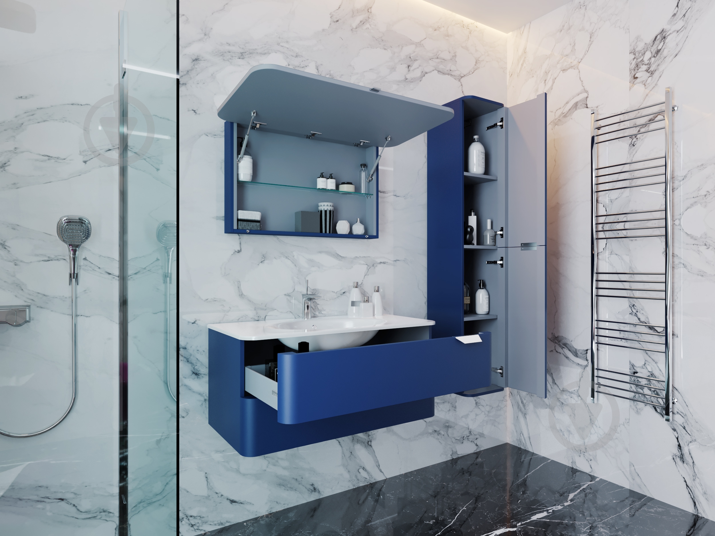 Зеркальный шкаф Botticelli "Velluto-100" белый - фото 3 Зеркальный шкаф Botticelli "Velluto-100" белый - фото 3