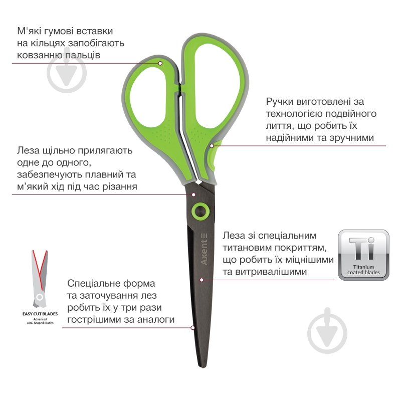 Ножницы Titanium Axent 6406-09-a - фото 2