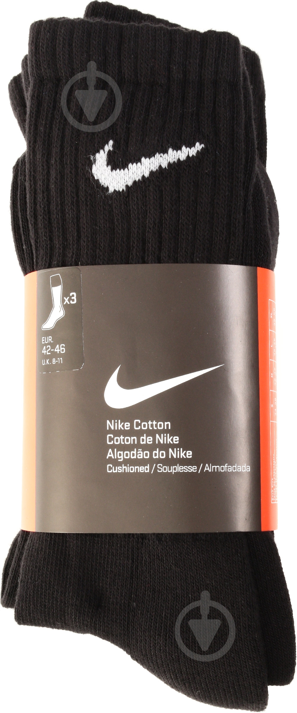 Носки Nike V CUSH CRE- 3P SX4508-001 р.34-38 черный 3 пари шт. - фото 1