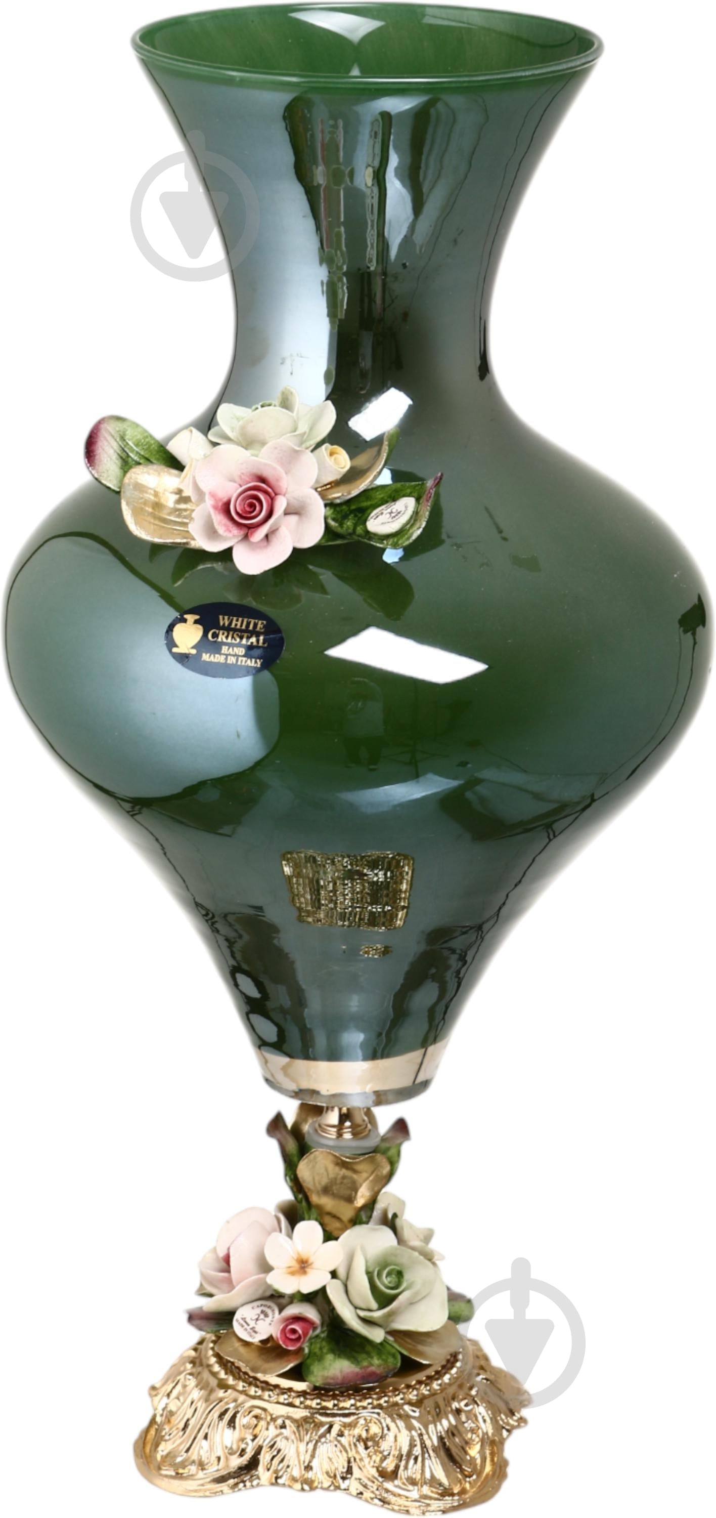 ᐉ Ваза стеклянная White cristal 45 см зеленая VS 1202/MAK/24