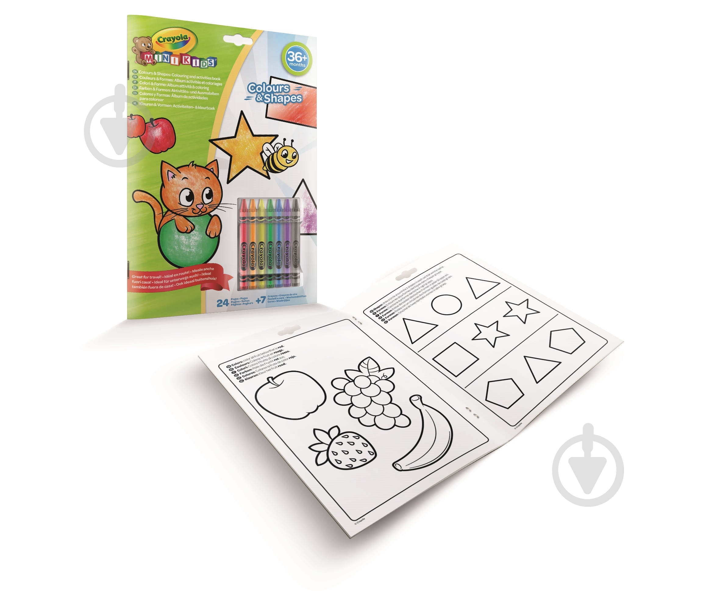 Раскраска «Mini Kids Цвета и формы 24 страницы и 7 мелков» - фото 1