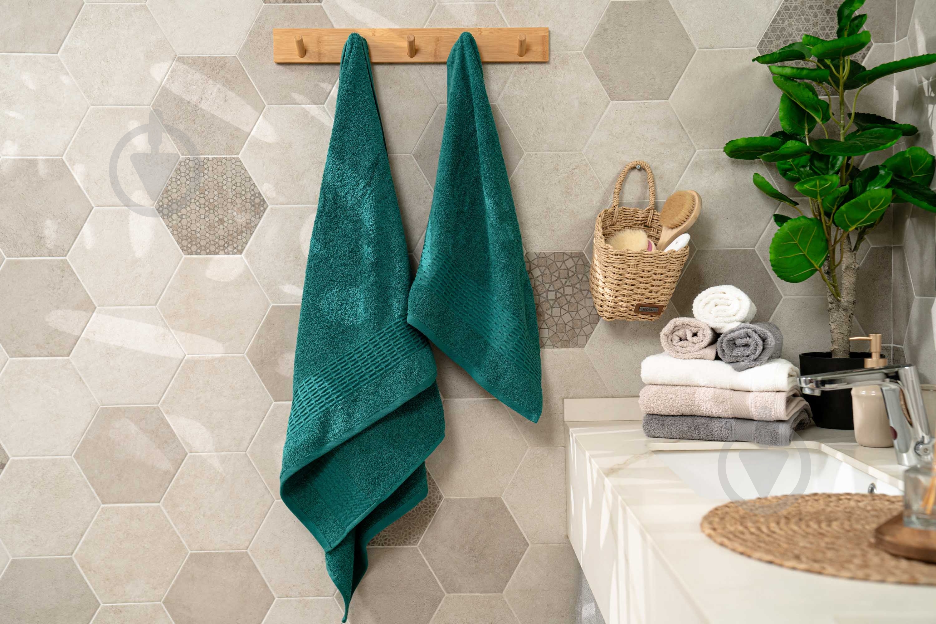 Набор полотенец махровых Lotus 2 шт ART2357EM 70х140см 50x90 см изумрудный Ardesto - фото 2