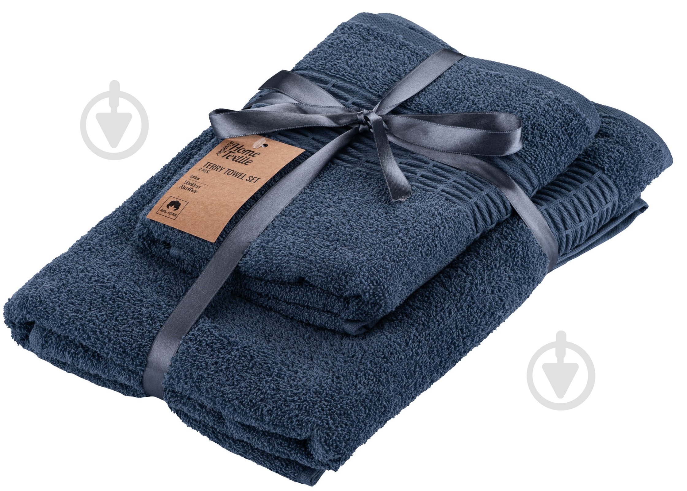 Набір рушників махрових Lotus 2 шт ART2357NA 70х140см 50x90 см синій Ardesto - фото 1 Набір рушників махрових Lotus 2 шт ART2357NA 70х140см 50x90 см синій Ardesto - фото 1