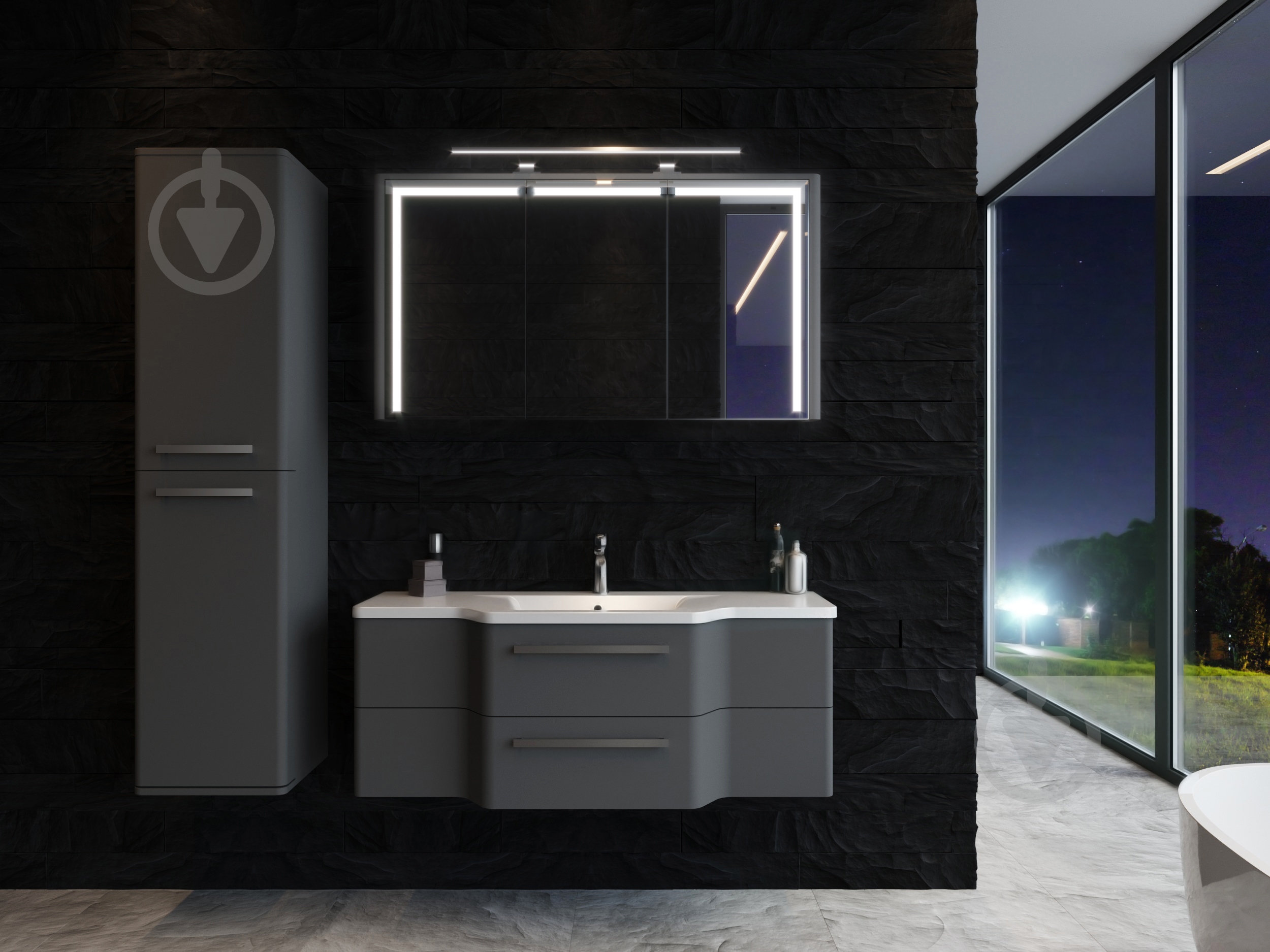 Зеркальный шкаф Botticelli "Levanto - 128" черный - фото 2