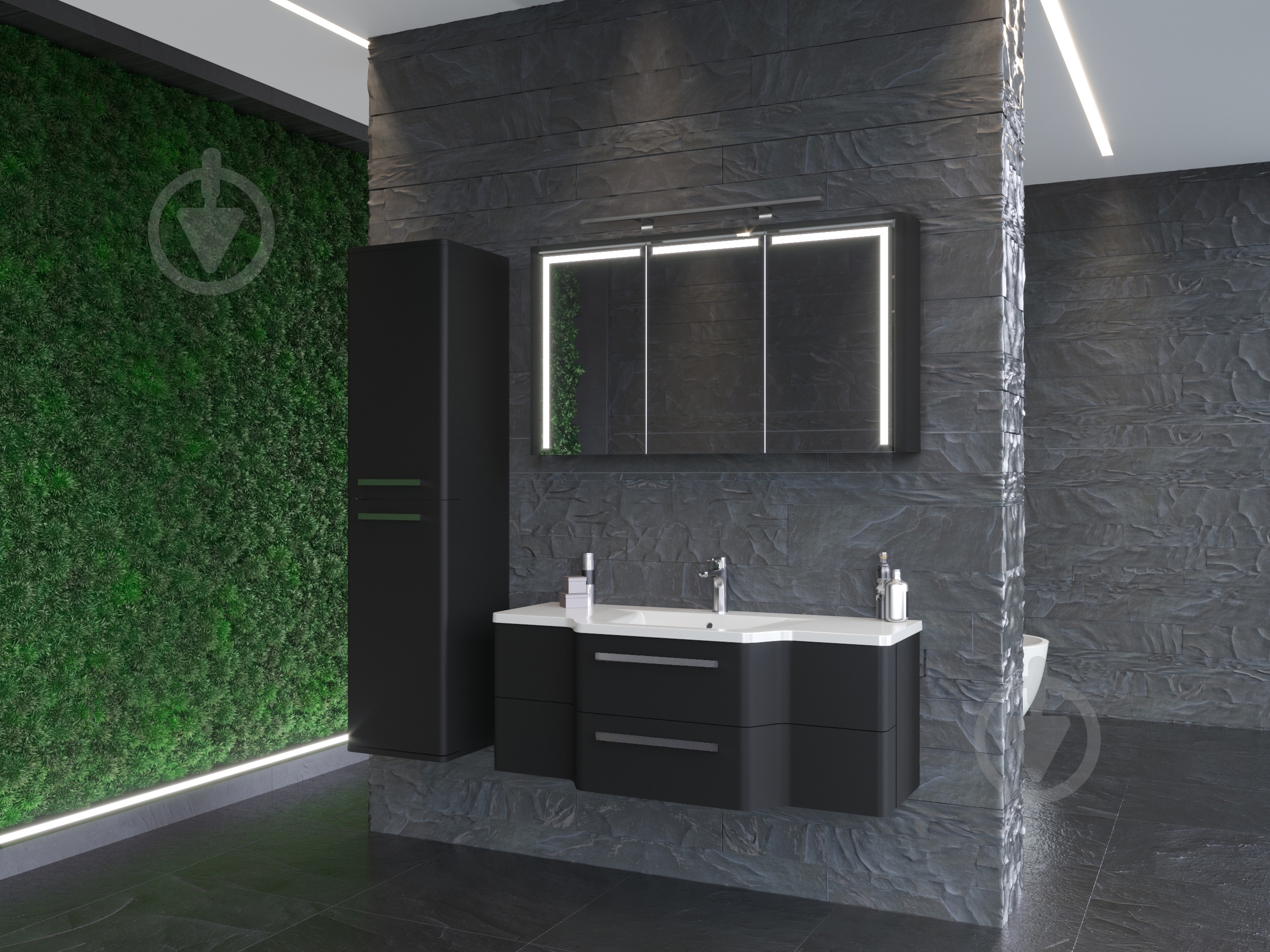 Зеркальный шкаф Botticelli "Levanto - 128" черный - фото 3