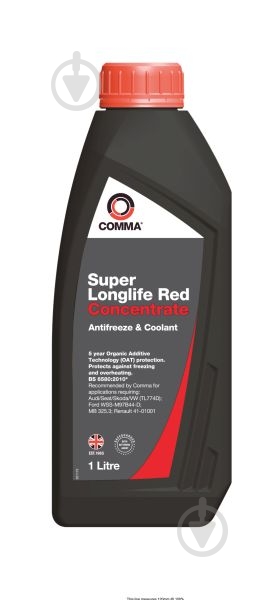 Антифриз COMMA SUPER LL RED KONC. G12+ концентрат 1 л червоний (SUPER LL RED KONC. 1L) - фото 1 Антифриз COMMA SUPER LL RED KONC. G12+ концентрат 1 л червоний (SUPER LL RED KONC. 1L) - фото 1