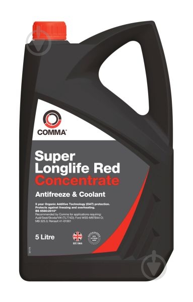 Антифриз COMMA SUPER LL RED KONC G12+ концентрат 5 л красный (SUPER LL RED KONC. 5L) - фото 1