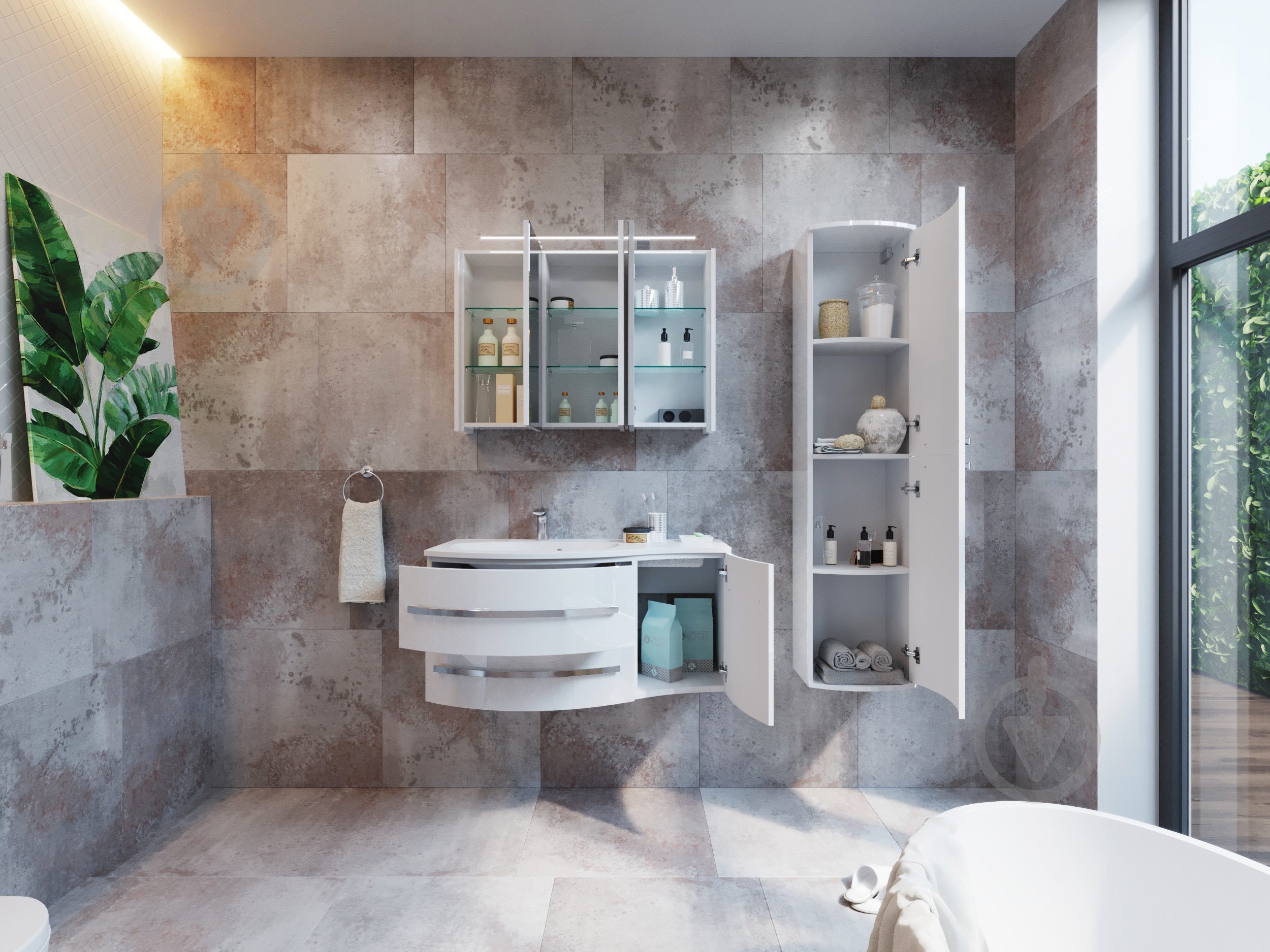 Зеркальный шкаф Botticelli "Vanessa-100" оливковый - фото 2