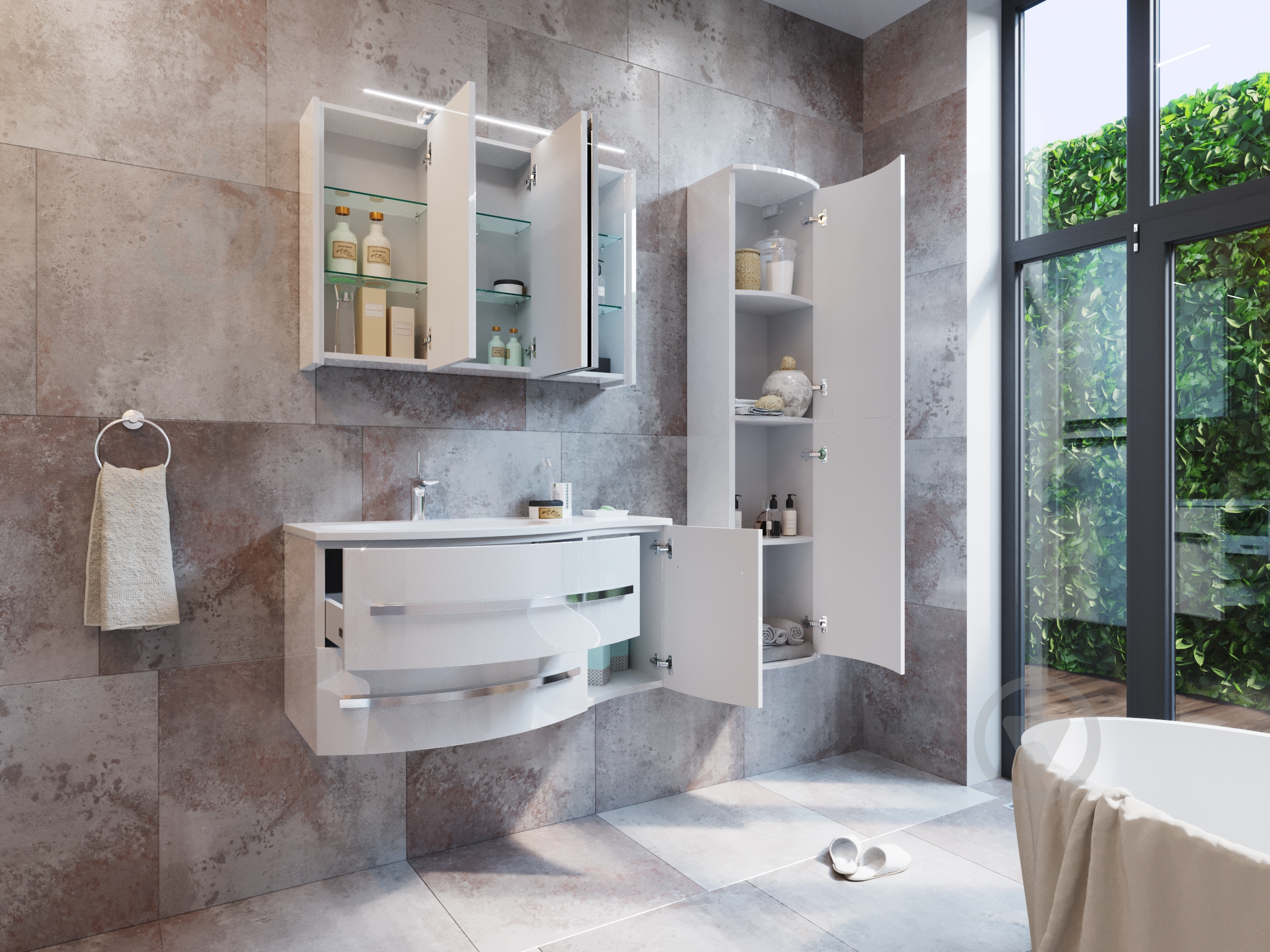 Зеркальный шкаф Botticelli "Vanessa-100" оливковый - фото 3