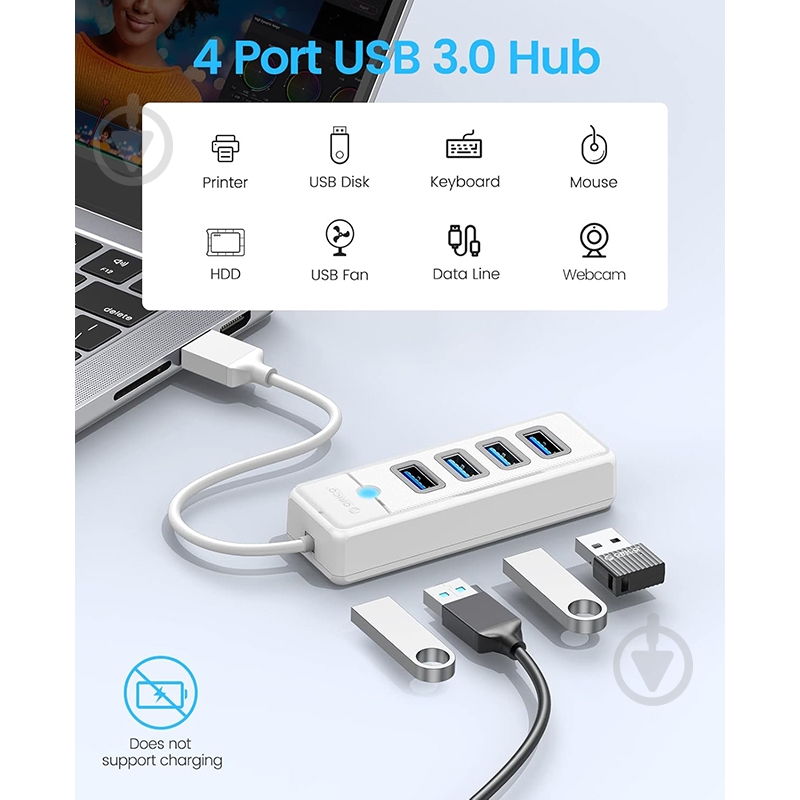 USB-хаб Orico PW4U-U3-015-WH-BP - фото 5 USB-хаб Orico PW4U-U3-015-WH-BP - фото 5