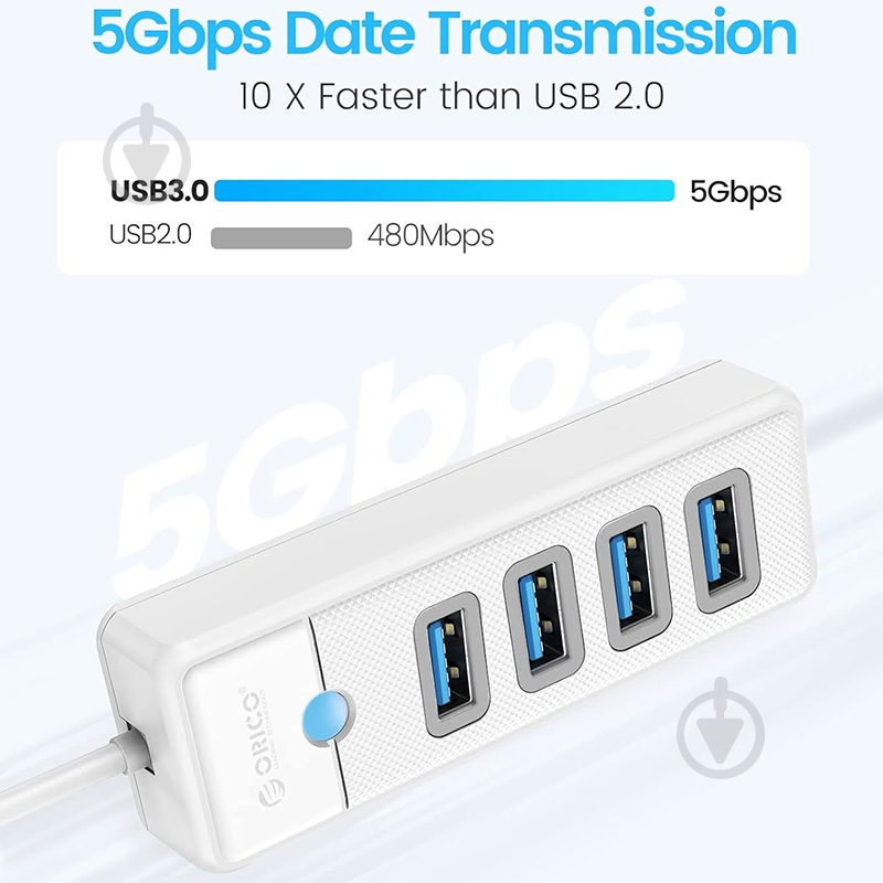 USB-хаб Orico PW4U-U3-015-WH-BP - фото 4 USB-хаб Orico PW4U-U3-015-WH-BP - фото 4