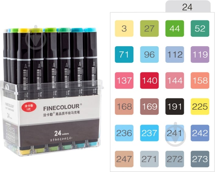 Набір двосторонніх маркерів FINECOLOUR Brush 24 кольори EF102-TB24 різнокольоровий - фото 3