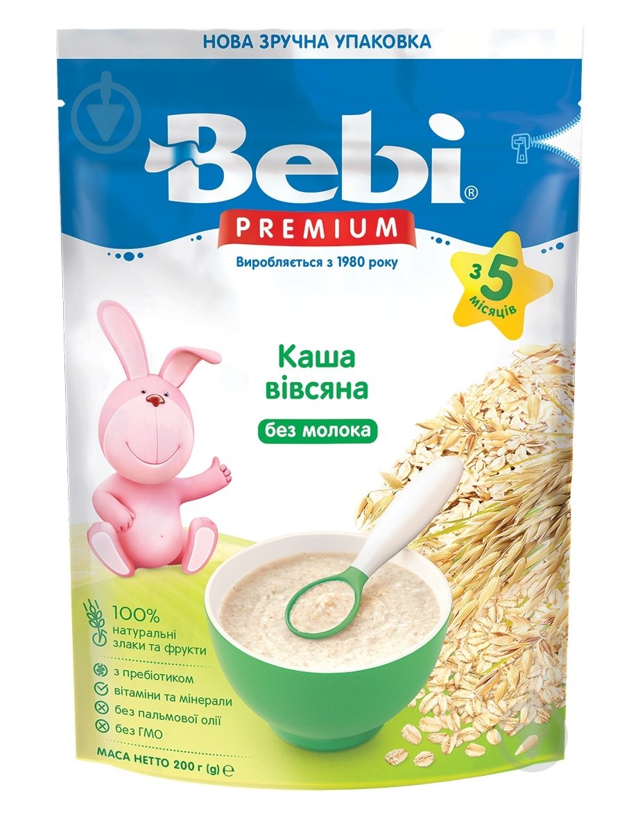 Каша безмолочная Bebi от 5 месяцев Premium Овсяная 200 г - фото 1