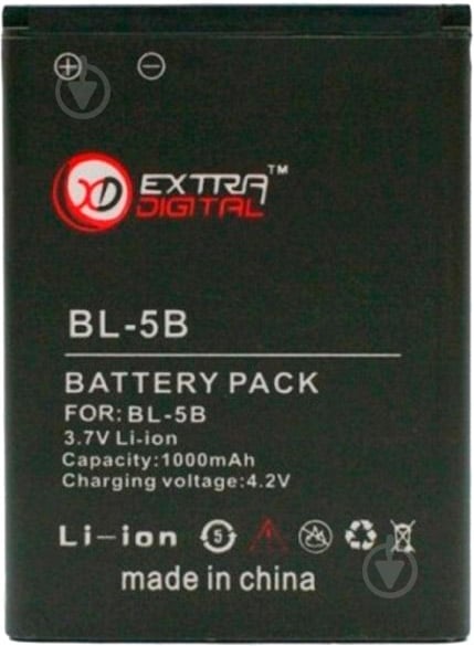 Аккумулятор EXTRADIGITAL Nokia BL-5B 1000 мА/ч (BMN6272) - фото 1