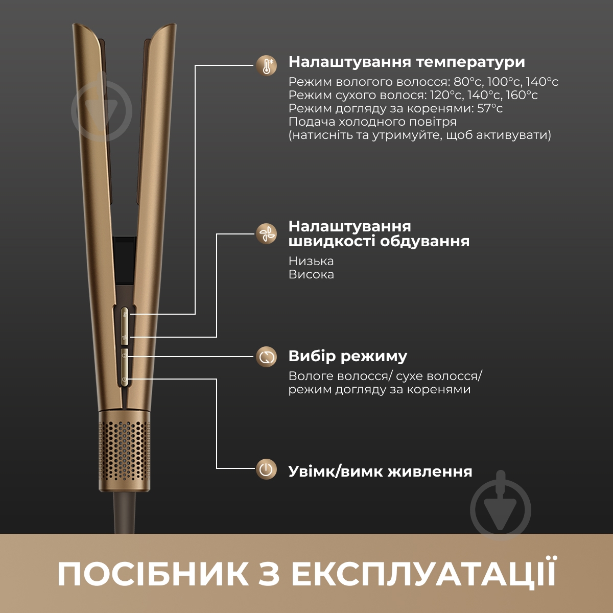 Фен DREAME Aero Straight Gold AMA10A - фото 15