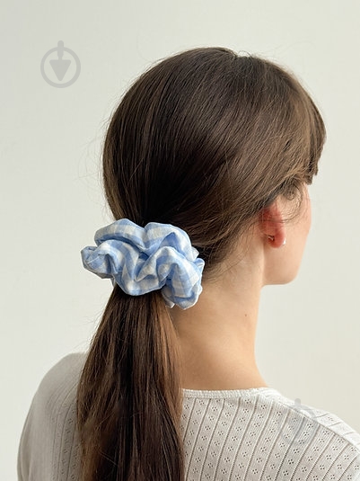 Резинка для волос MISO accessory макс голубая клетка - фото 2 Резинка для волос MISO accessory макс голубая клетка - фото 2