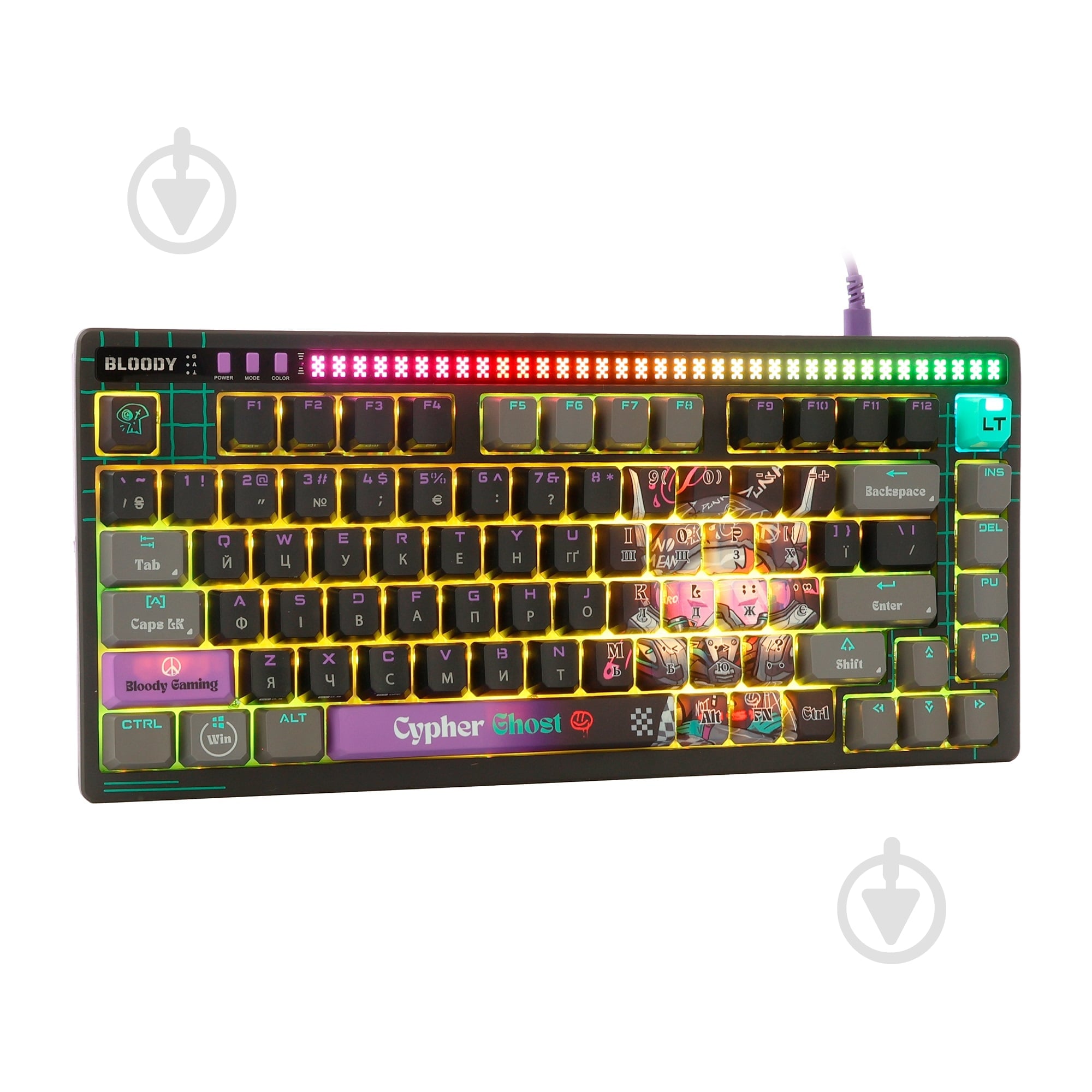 Клавиатура игровая BLOODY (AT75 (Cypher Ghost)) Alpha Optical Switch black - фото 8