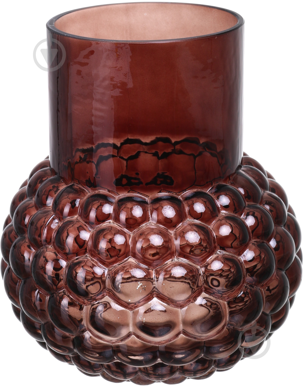 Ваза стеклянная Bubbles 20 см шоколадная VA5810-20CAP - фото 1