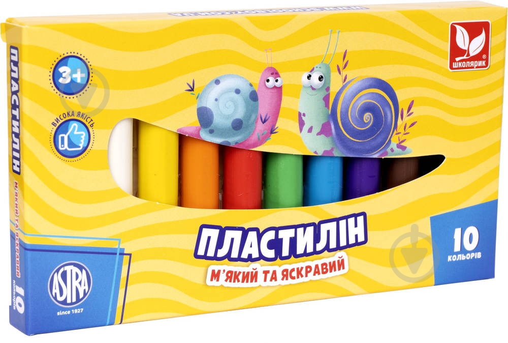 Пластилін восковий круглий 10 кольорів Школярик - фото 1