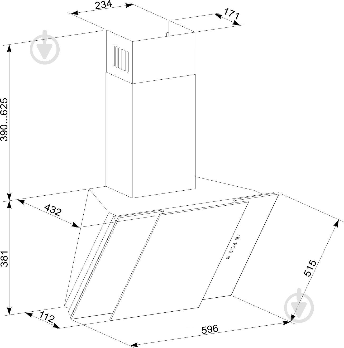 Вытяжка Interline ROCK BL A/60 PB/GL/2 - фото 2 Вытяжка Interline ROCK BL A/60 PB/GL/2 - фото 2