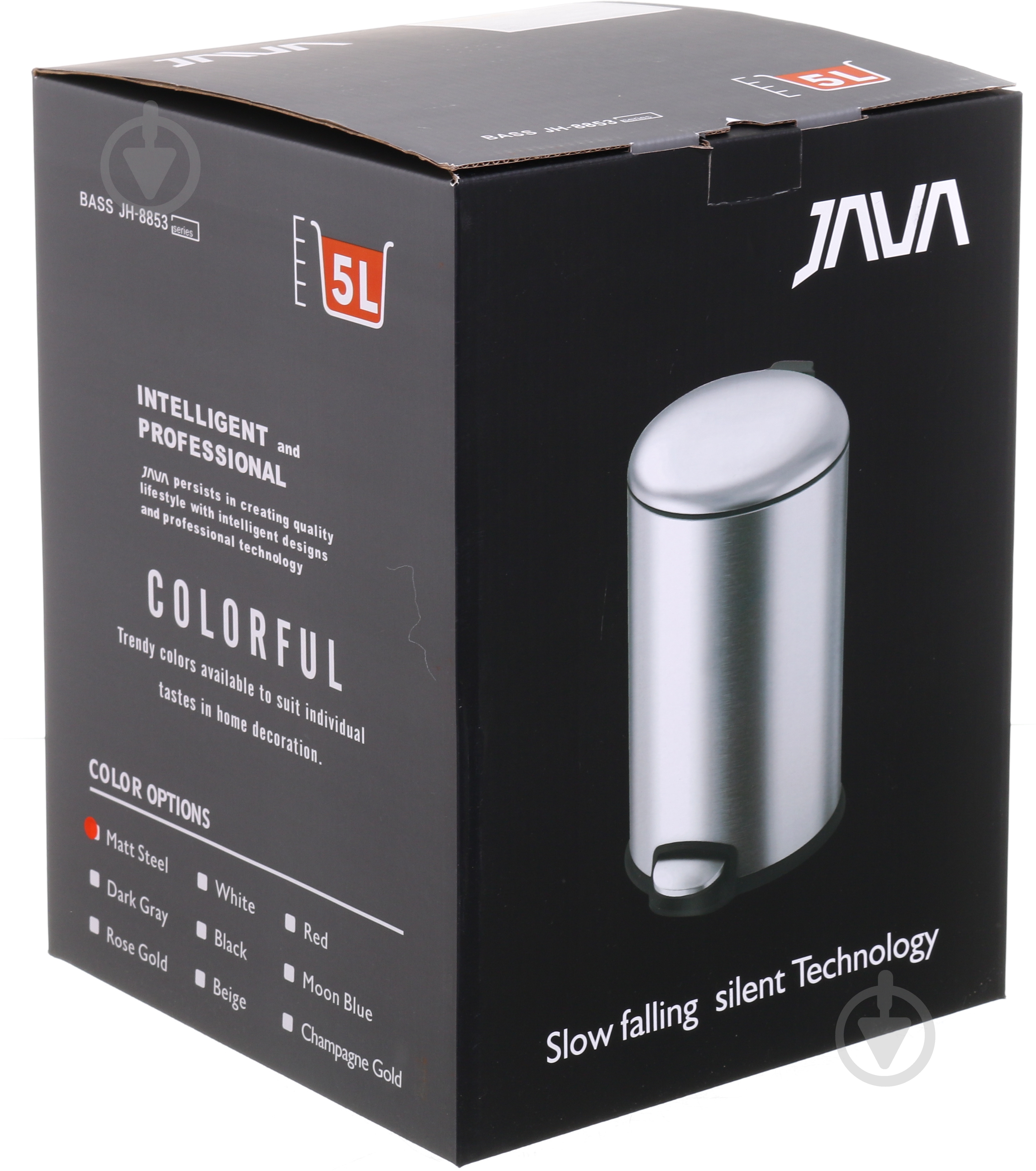 Ведро с педалью Java JH-8853 - 5L chrome SOFT CLOSE - фото 7 Ведро с педалью Java JH-8853 - 5L chrome SOFT CLOSE - фото 7