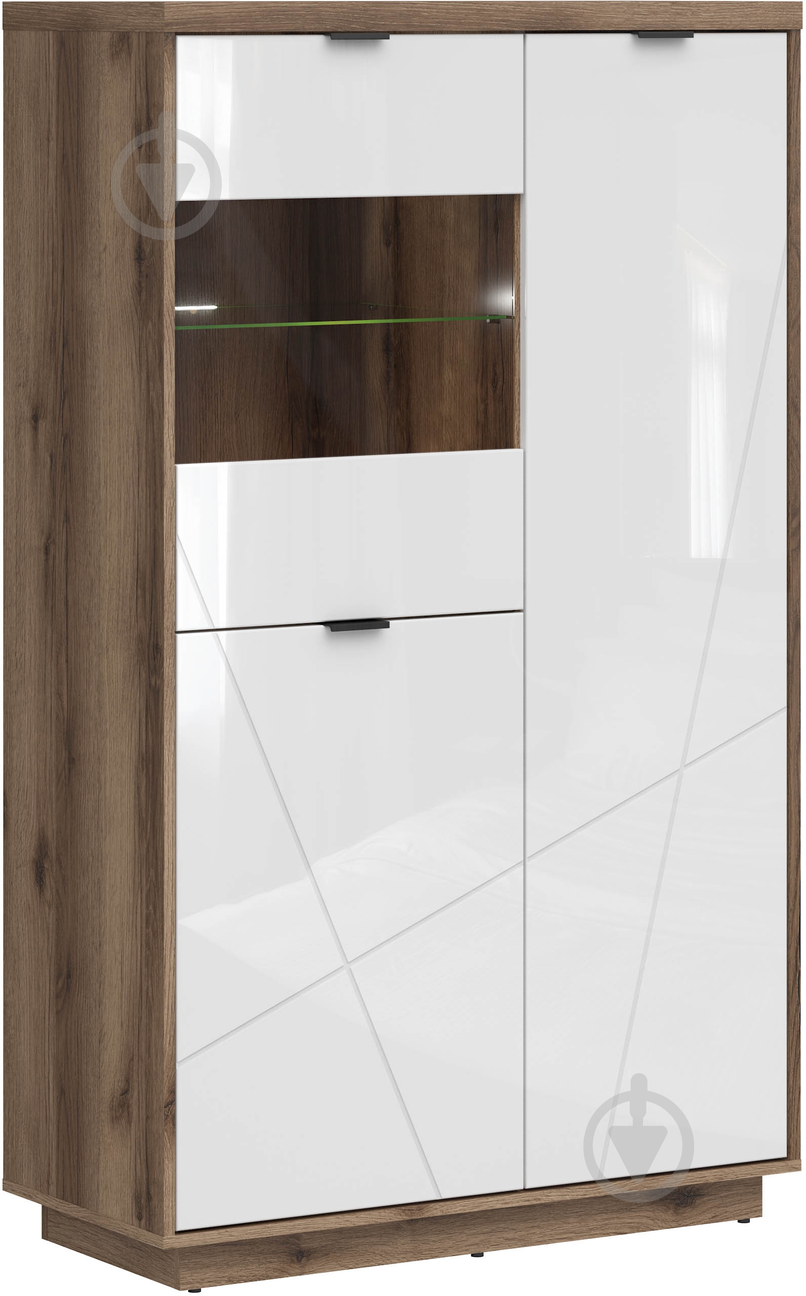 Витрина BRW Forn 1570х940х425 мм дуб делано/ белый глянец (S471-REG2D1W-DDC/BIP) - фото 2 Витрина BRW Forn 1570х940х425 мм дуб делано/ белый глянец (S471-REG2D1W-DDC/BIP) - фото 2