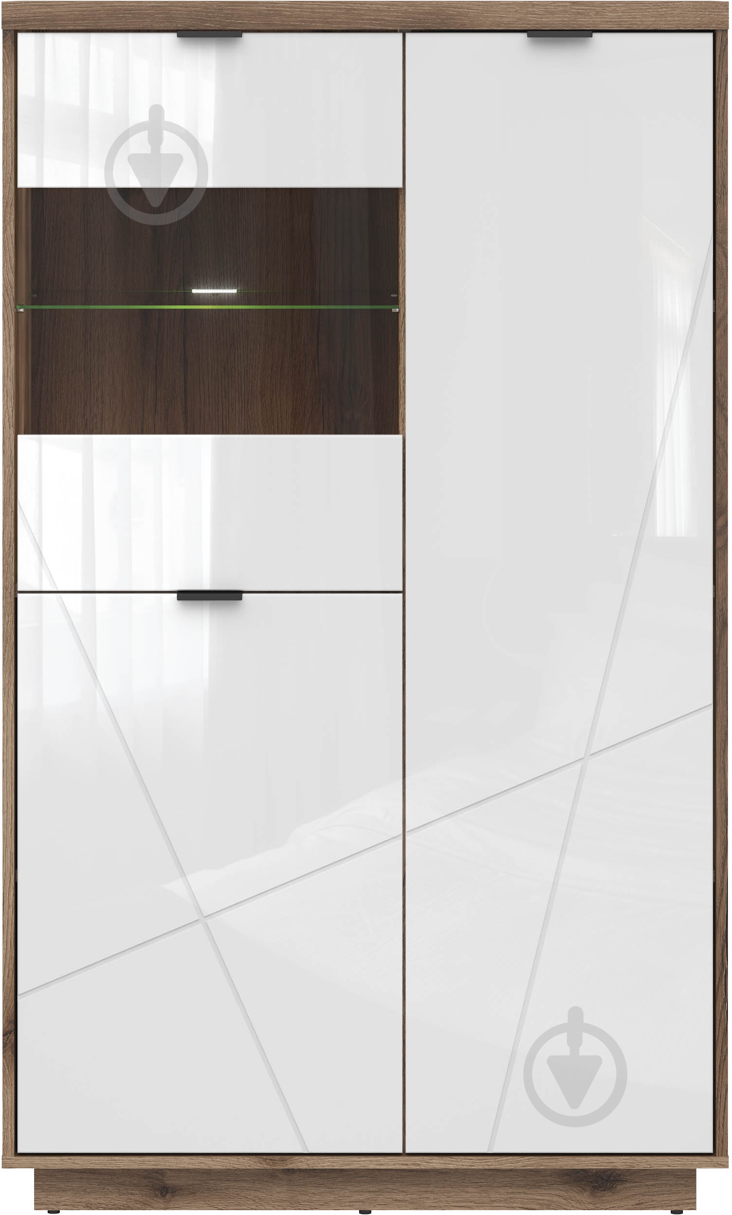 Витрина BRW Forn 1570х940х425 мм дуб делано/ белый глянец (S471-REG2D1W-DDC/BIP) - фото 1 Витрина BRW Forn 1570х940х425 мм дуб делано/ белый глянец (S471-REG2D1W-DDC/BIP) - фото 1