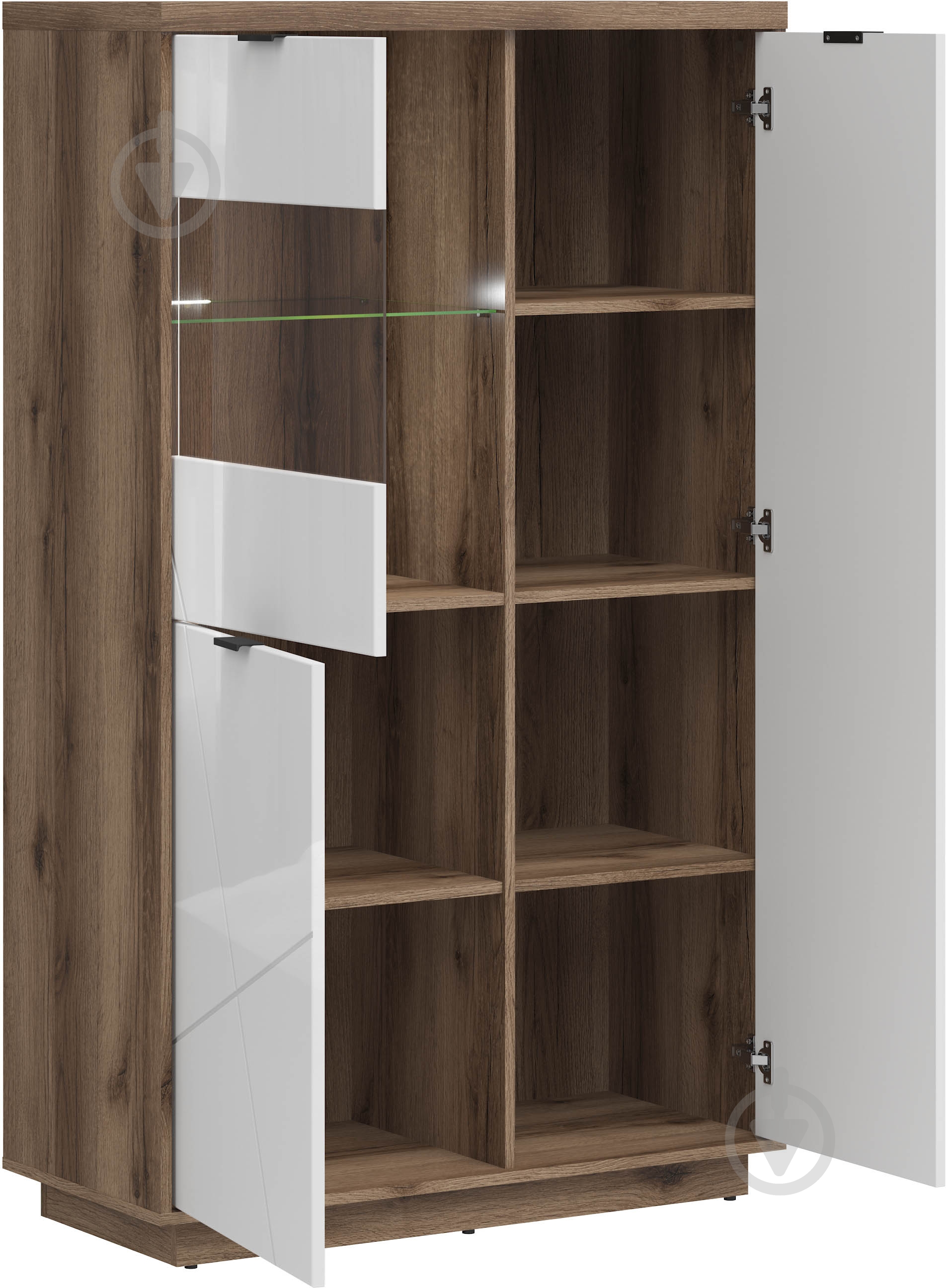 Витрина BRW Forn 1570х940х425 мм дуб делано/ белый глянец (S471-REG2D1W-DDC/BIP) - фото 3 Витрина BRW Forn 1570х940х425 мм дуб делано/ белый глянец (S471-REG2D1W-DDC/BIP) - фото 3