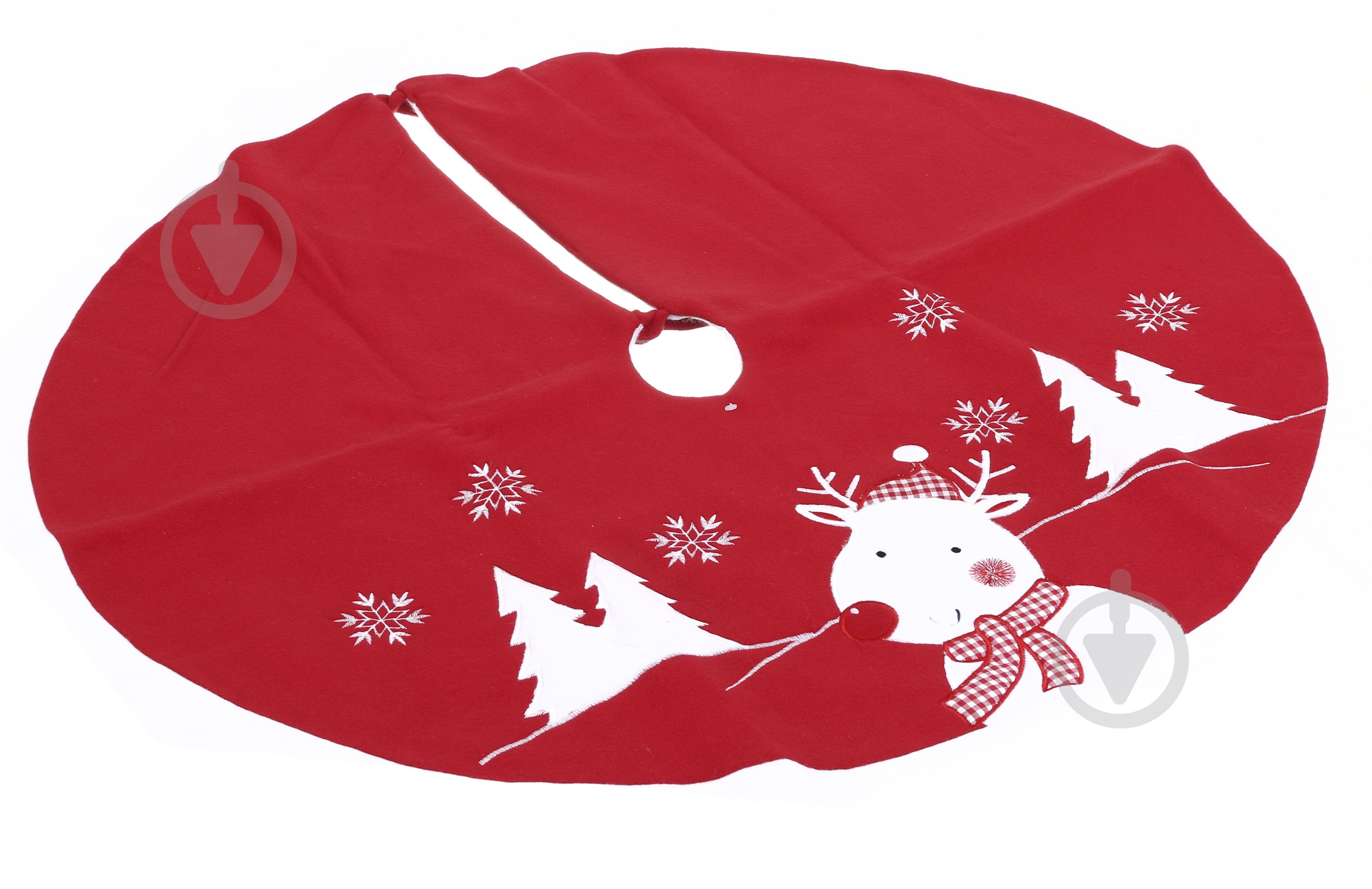 Коврик новогодний под елку с лосиком бело-красный 90 см AT57-02 - фото 3 Коврик новогодний под елку с лосиком бело-красный 90 см AT57-02 - фото 3