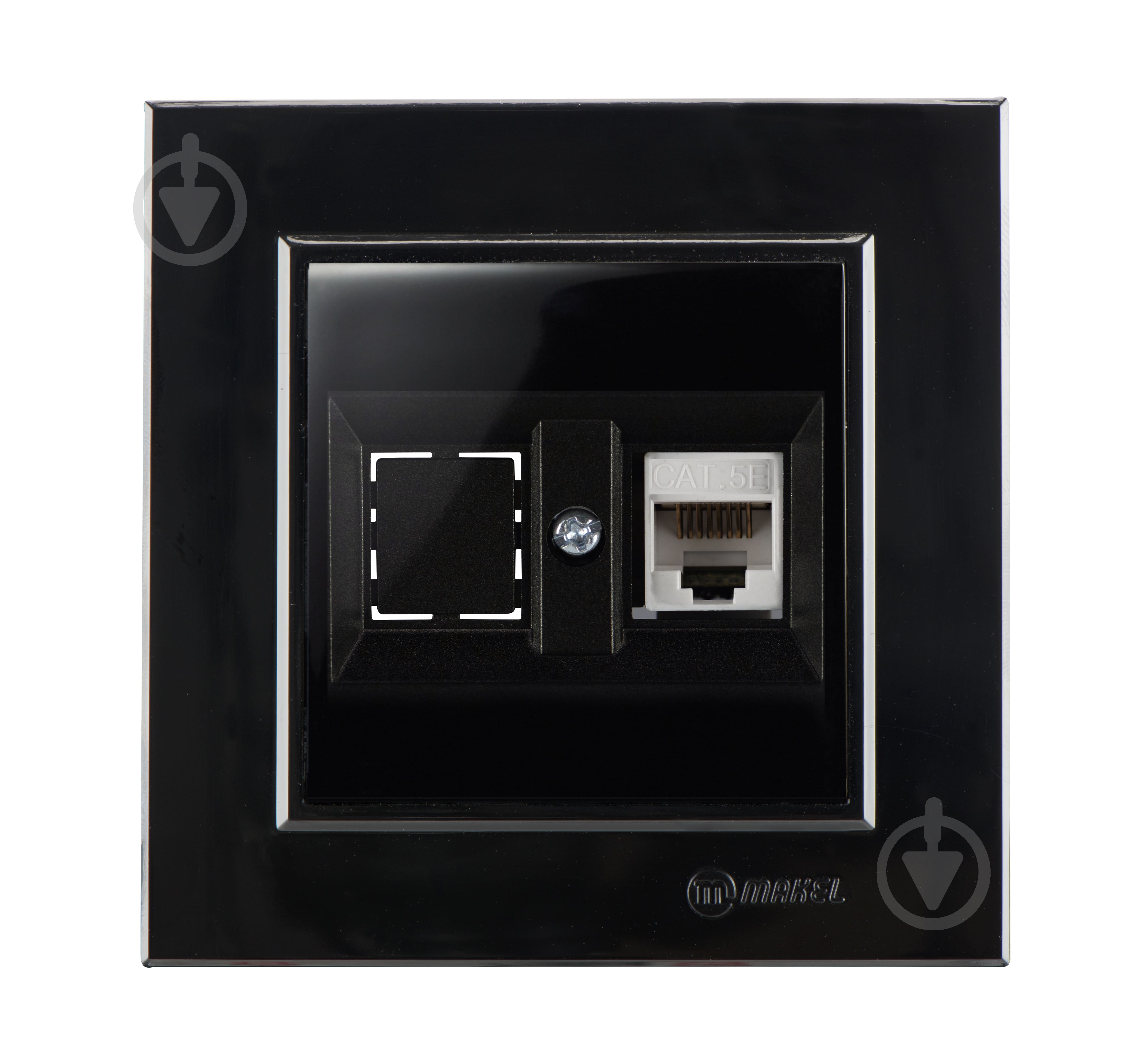 Розетка комп’ютерна 1 Makel Karea IP20 чорний глянець 56111035 - фото 1