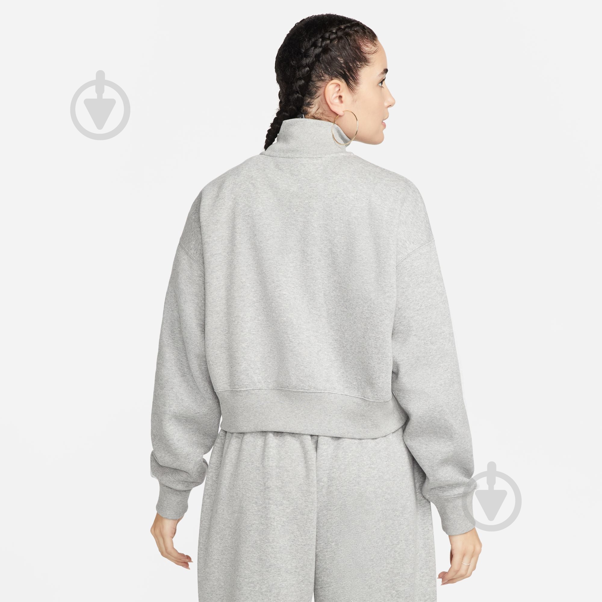 Джемпер Nike W NSW PHNX FLC QZ CROP DQ5767-063 р.XS сірий - фото 2 Джемпер Nike W NSW PHNX FLC QZ CROP DQ5767-063 р.XS сірий - фото 2