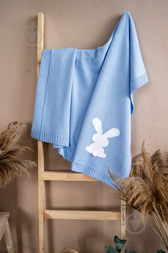 Плед Mariknit Зайчик 0838 90х90 см голубой - фото 1