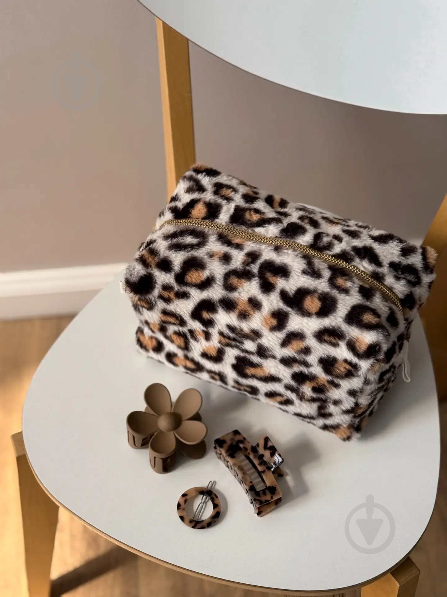 Косметичка MISO accessory мех Светлый Лео - фото 1