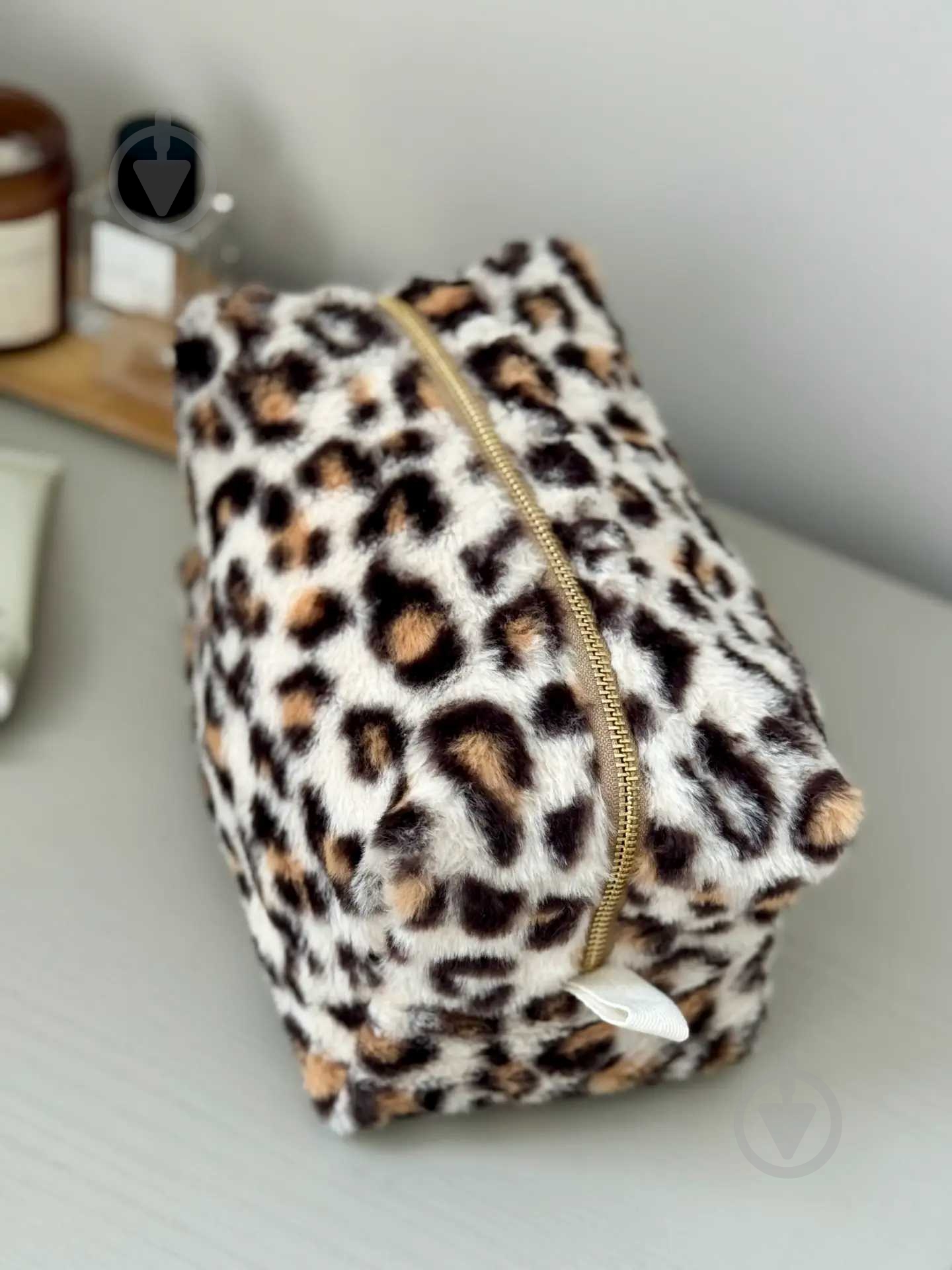 Косметичка MISO accessory мех Светлый Лео - фото 3
