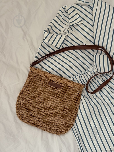 Сумка MISO accessory плетеная кожаная нашивка карамель - фото 2 Сумка MISO accessory плетеная кожаная нашивка карамель - фото 2