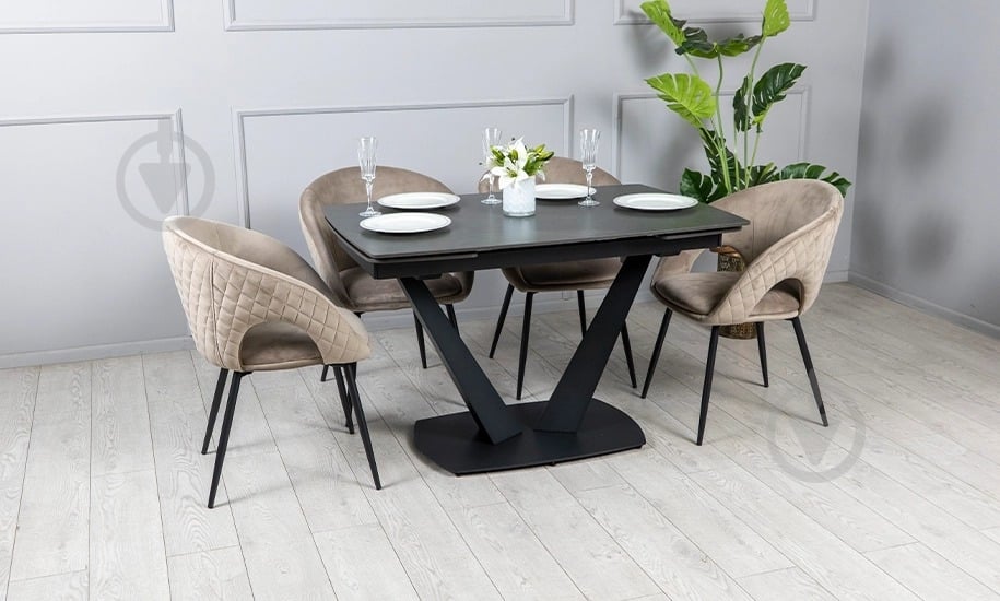 Стол обеденный Prestol Саймон 1200(1800)x800x750мм черный/черный - фото 4