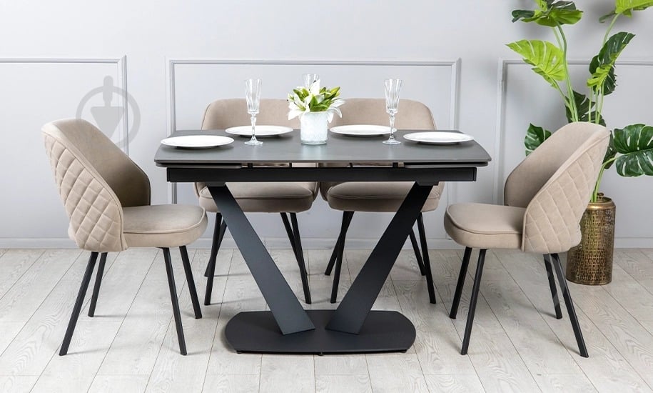 Стол обеденный Prestol Саймон 1200(1800)x800x750мм черный/черный - фото 5