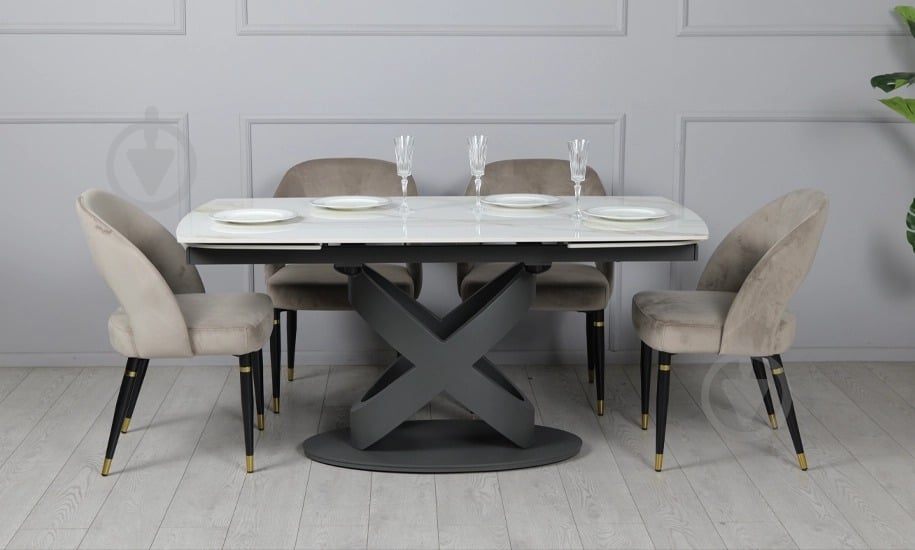 Стол обеденный Prestol Ричмонд 1600(2400)x900x750мм молочный/графит - фото 7