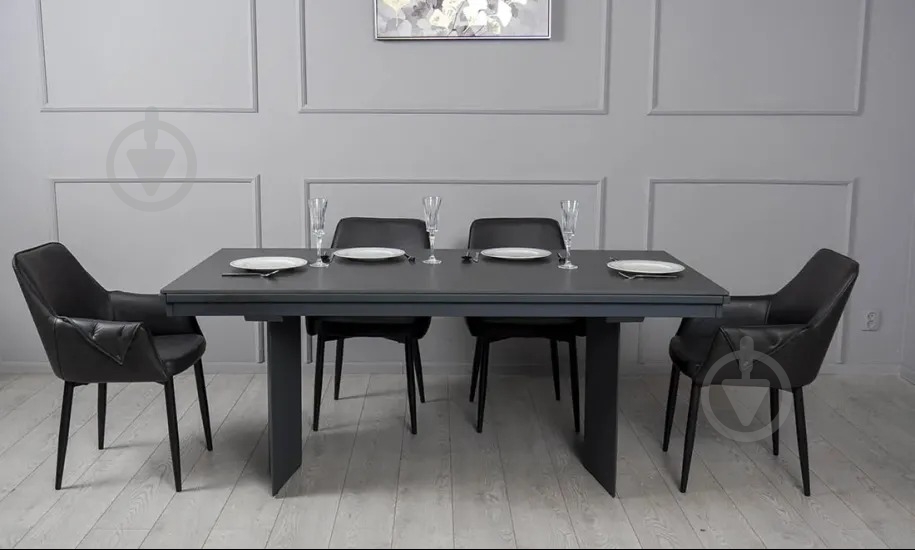 Стол обеденный Prestol Лео 1800(2960)x900x750мм черный/графит - фото 9