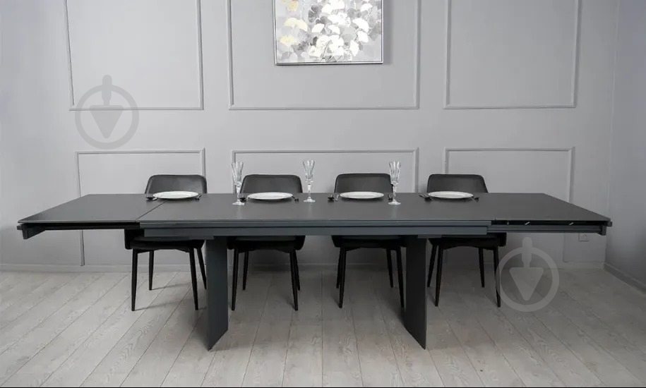 Стол обеденный Prestol Лео 1800(2960)x900x750мм черный/графит - фото 10