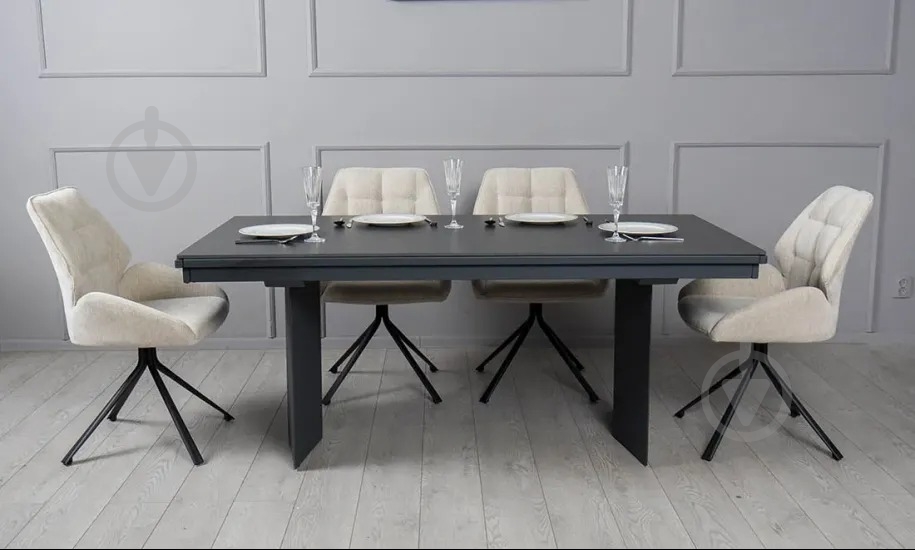 Стол обеденный Prestol Лео 1800(2960)x900x750мм черный/графит - фото 6