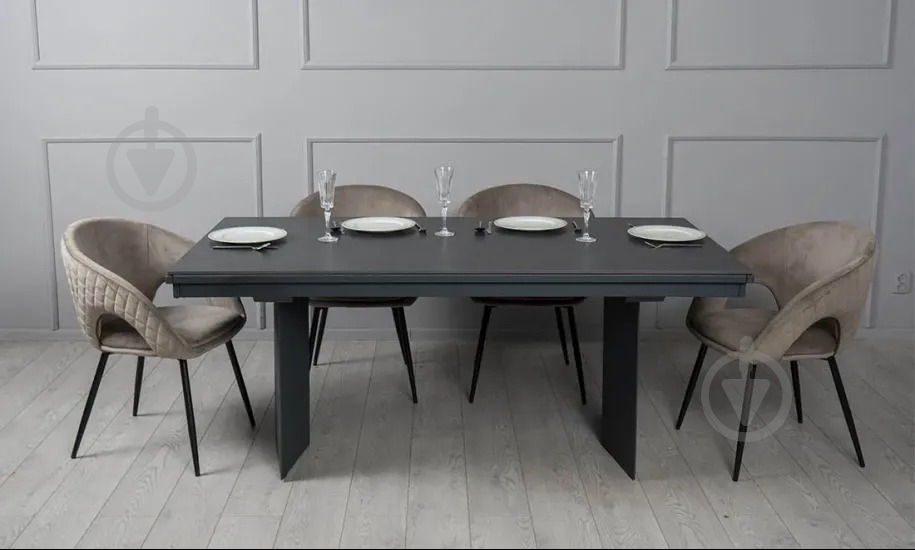 Стол обеденный Prestol Лео 1800(2960)x900x750мм черный/графит - фото 7