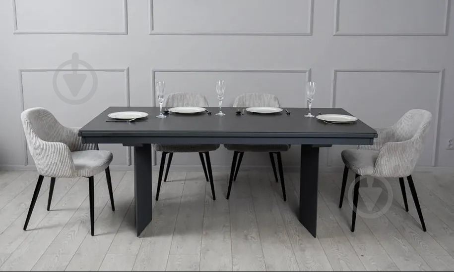 Стол обеденный Prestol Лео 1800(2960)x900x750мм черный/графит - фото 8