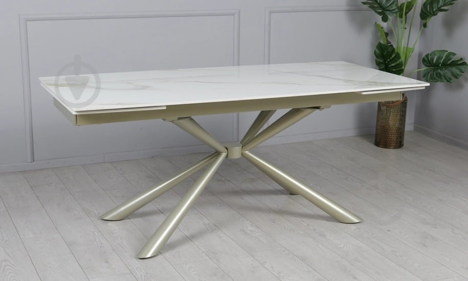 Стол обеденный Prestol Рим 1800(2600)x900x750мм белый/шампань - фото 7
