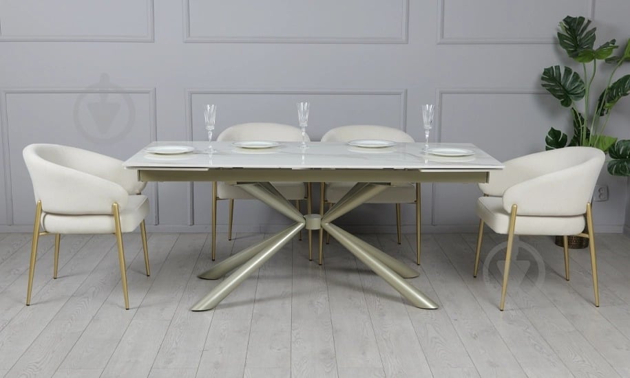 Стол обеденный Prestol Рим 1800(2600)x900x750мм белый/шампань - фото 11