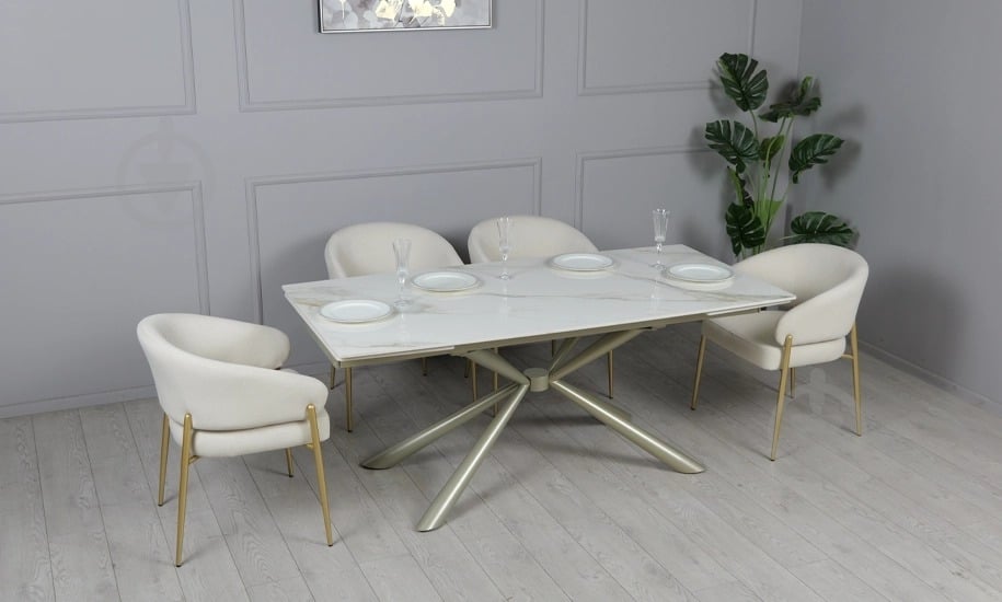 Стол обеденный Prestol Рим 1800(2600)x900x750мм белый/шампань - фото 10