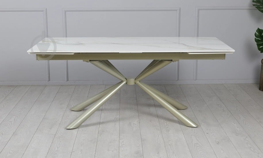 Стол обеденный Prestol Рим 1800(2600)x900x750мм белый/шампань - фото 6