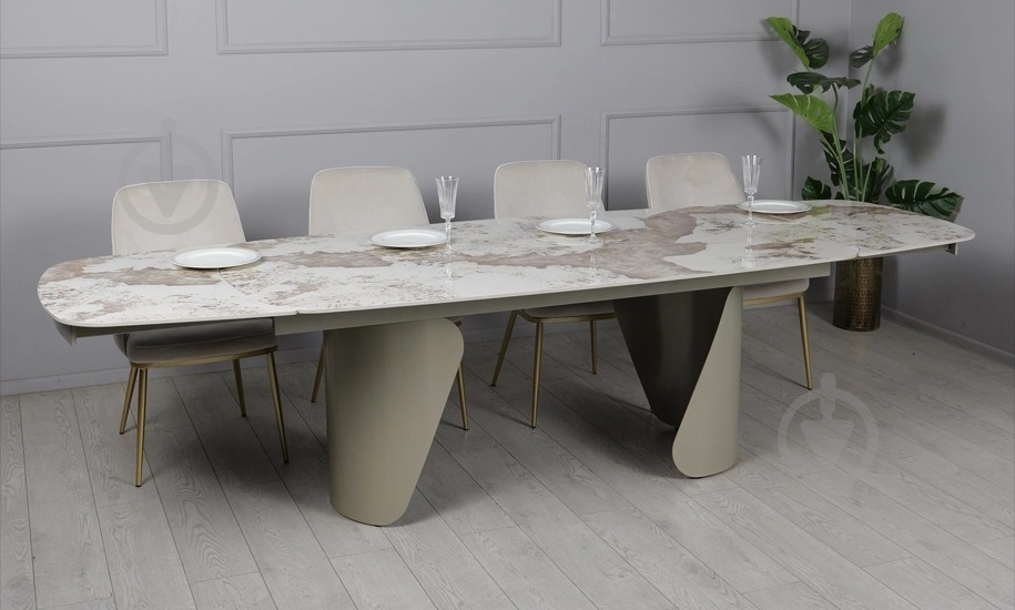 Стол обеденный Prestol Опера 2000(3000)x1000x750мм бежевый/бежевый - фото 10