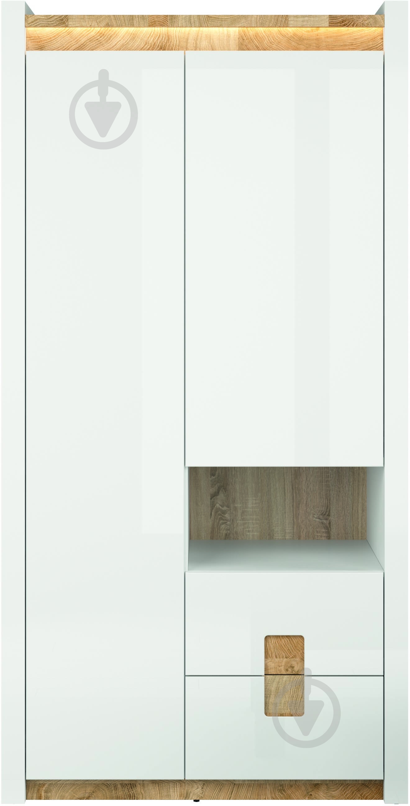 Шкаф BRW Alameda 2010х1020х600 мм белый глянец/ дуб вестминстер (S420-SZF2D2S-BIP/DWM/BIP) - фото 1 Шкаф BRW Alameda 2010х1020х600 мм белый глянец/ дуб вестминстер (S420-SZF2D2S-BIP/DWM/BIP) - фото 1